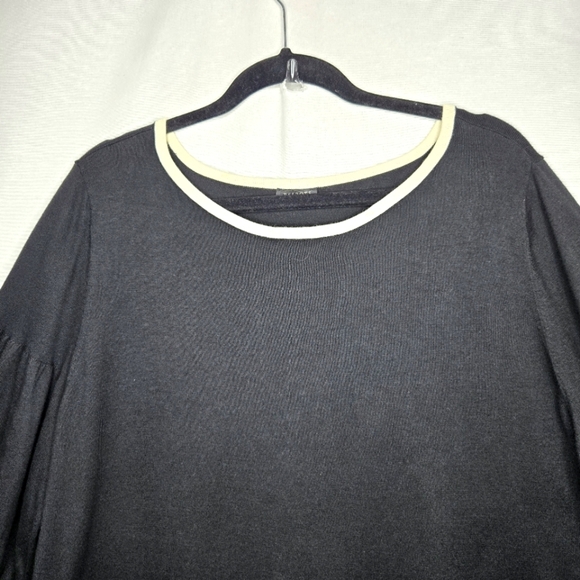 Talbots split sleeve sweater.  Black/cream.  Size 2X - Picture 3 of 10